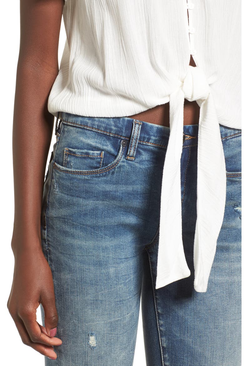Knot Front Shirt, Alternate, color, NATURAL