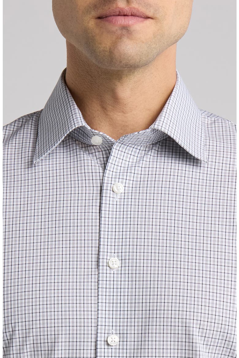 Victoria St. Trim Fit Microcheck Cotton Dress Shirt, Alternate, color, NAVY ARIA PLAID
