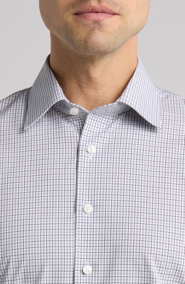 Nordstrom Victoria St. Trim Fit Microcheck Cotton Dress Shirt, Alternate, color, Navy Aria Plaid