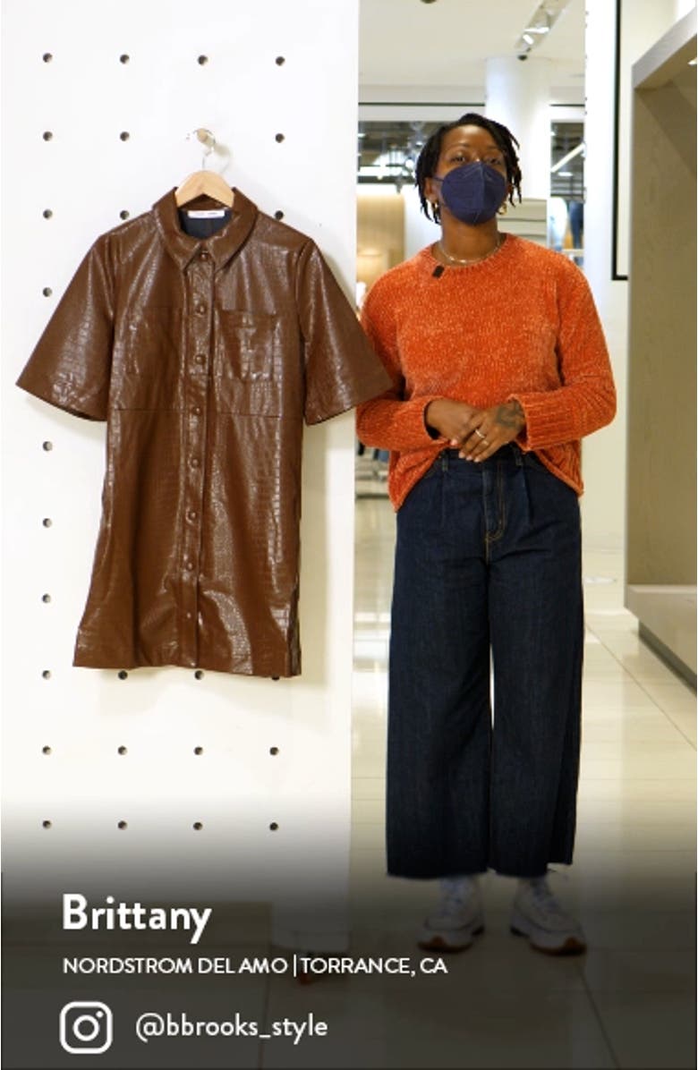 Myla Faux Leather Short Sleeve Shirtdress, sales video thumbnail