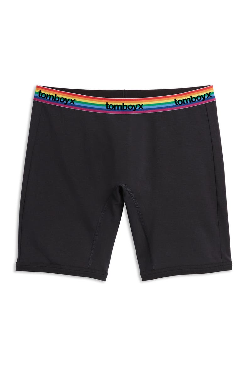 Gender Inclusive 9-Inch Boxer Briefs, Alternate, color, BLACK RAINBOW LOGO