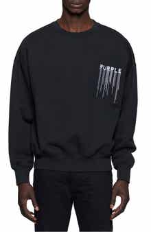 PURPLE BRAND Drip Logo Embroidered Heavyweight Fleece Sweatshirt