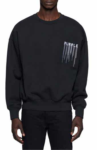 PURPLE BRAND Drip Logo Embroidered Heavyweight Fleece Sweatshirt
