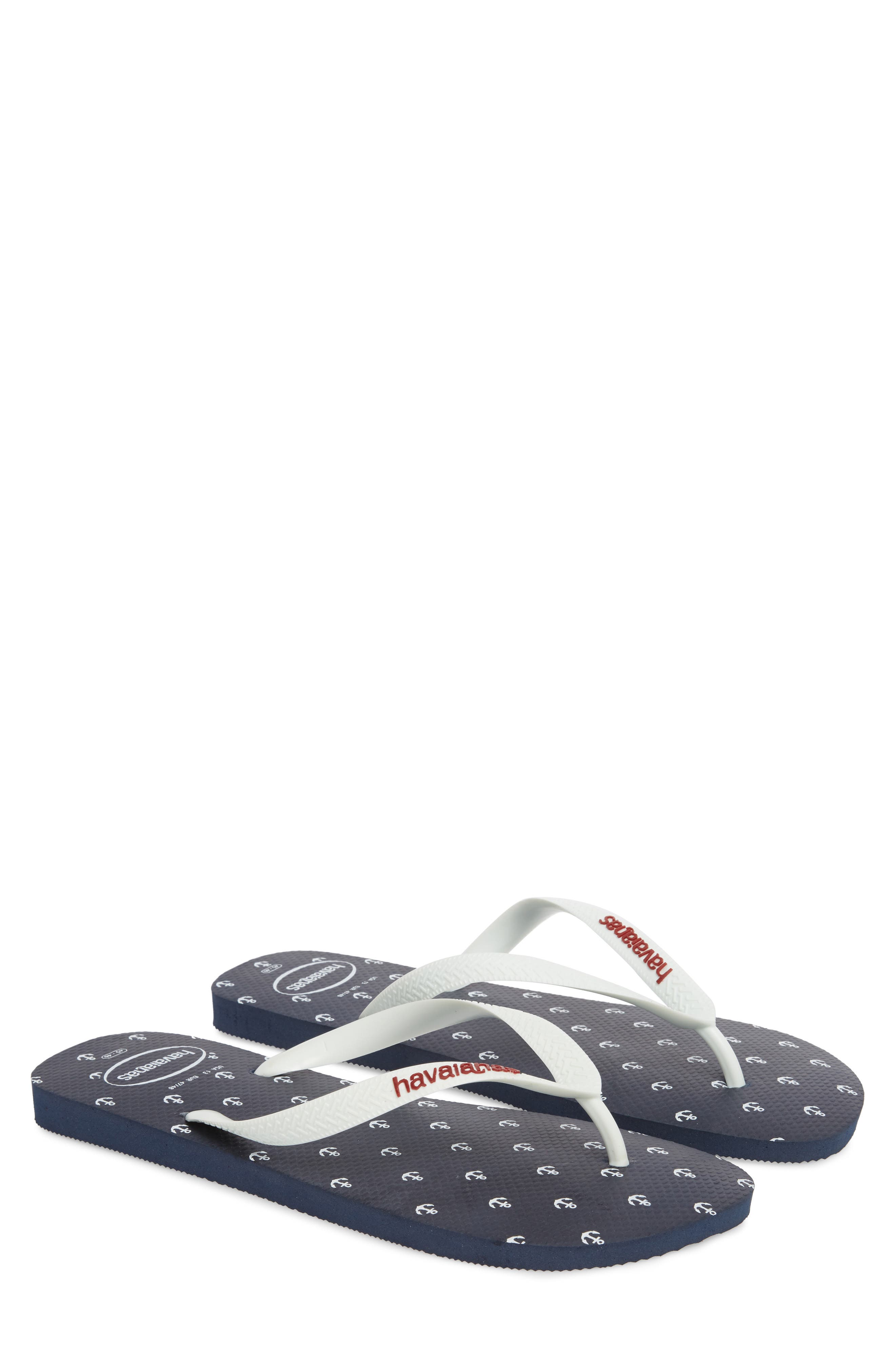 Top Nautical Flip Flop, Alternate, color, NAVY BLUE