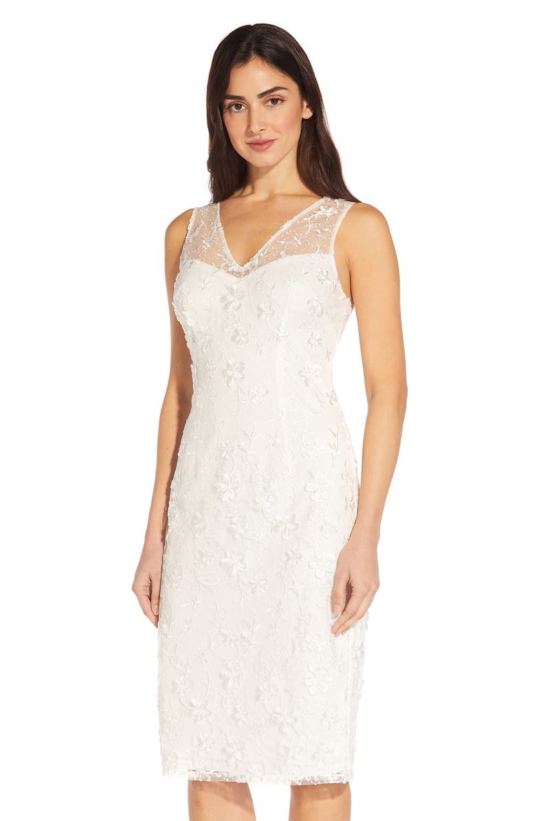 Adrianna Papell Floral Embroidered Sheath Dress, Alternate, color, 