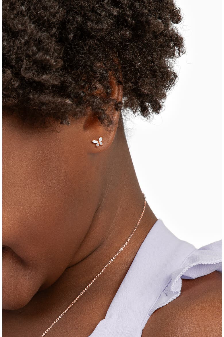 14K Gold Tiny Marquise Butterfly Studs Screw Back Earrings, Alternate, color, 14K Rose Gold