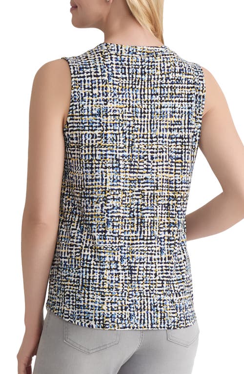 Jones New York Pleated V-neck Shell In Multi