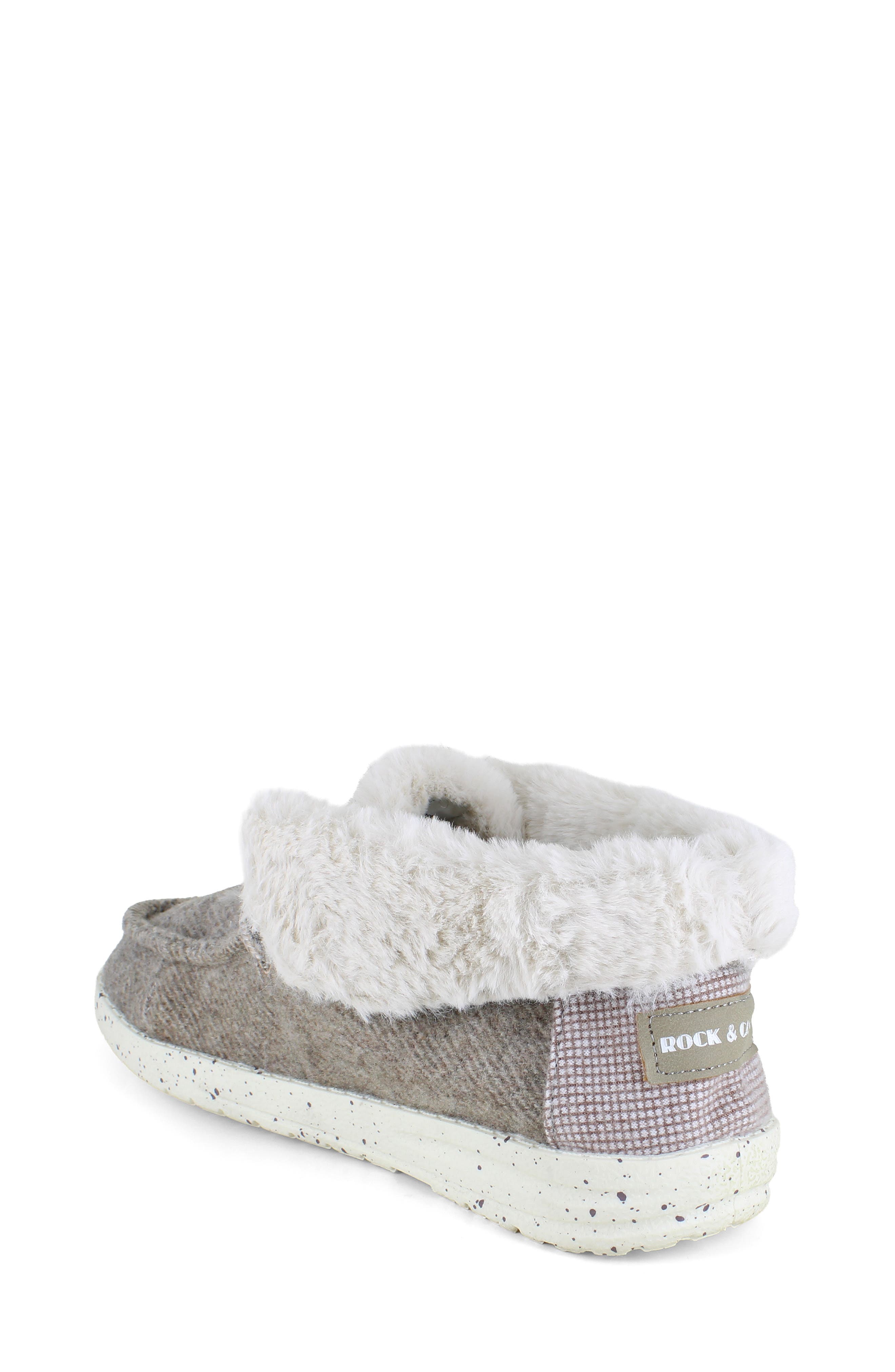 Faux Fur Trim Slipper, Alternate, color, NATURAL FABRIC - NATFB