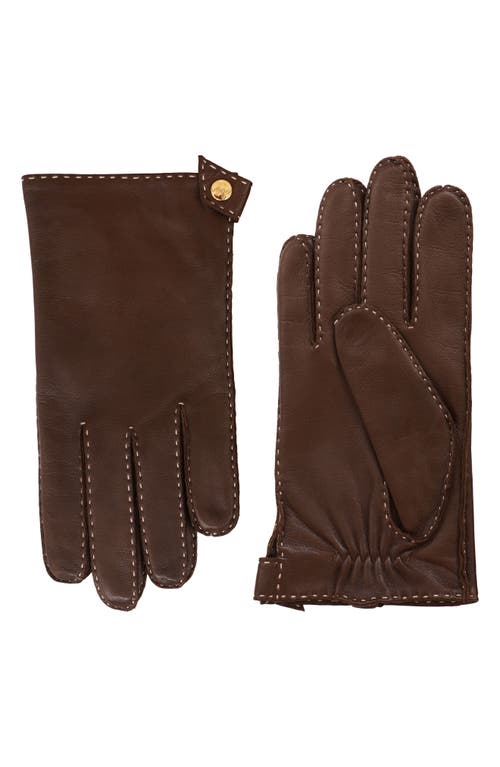 Frances Valentine Hand Stitched Leather Gloves in Brown 