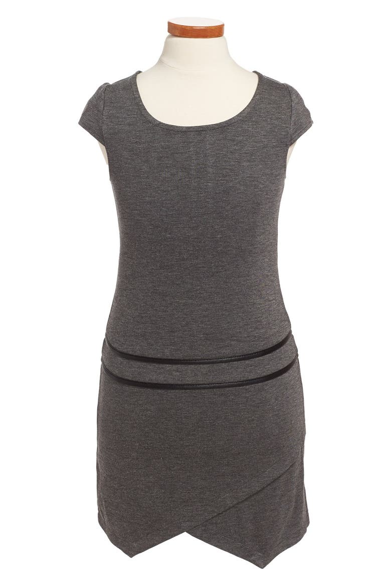 'Kylie C' Cap Sleeve Dress, Main, color, CHARCOAL GREY