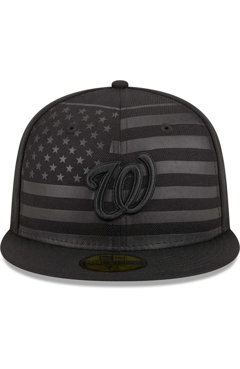 New Era Men's New Era  Black Washington Nationals Tonal Flag 59FIFTY Fitted Hat, Alternate, color, 