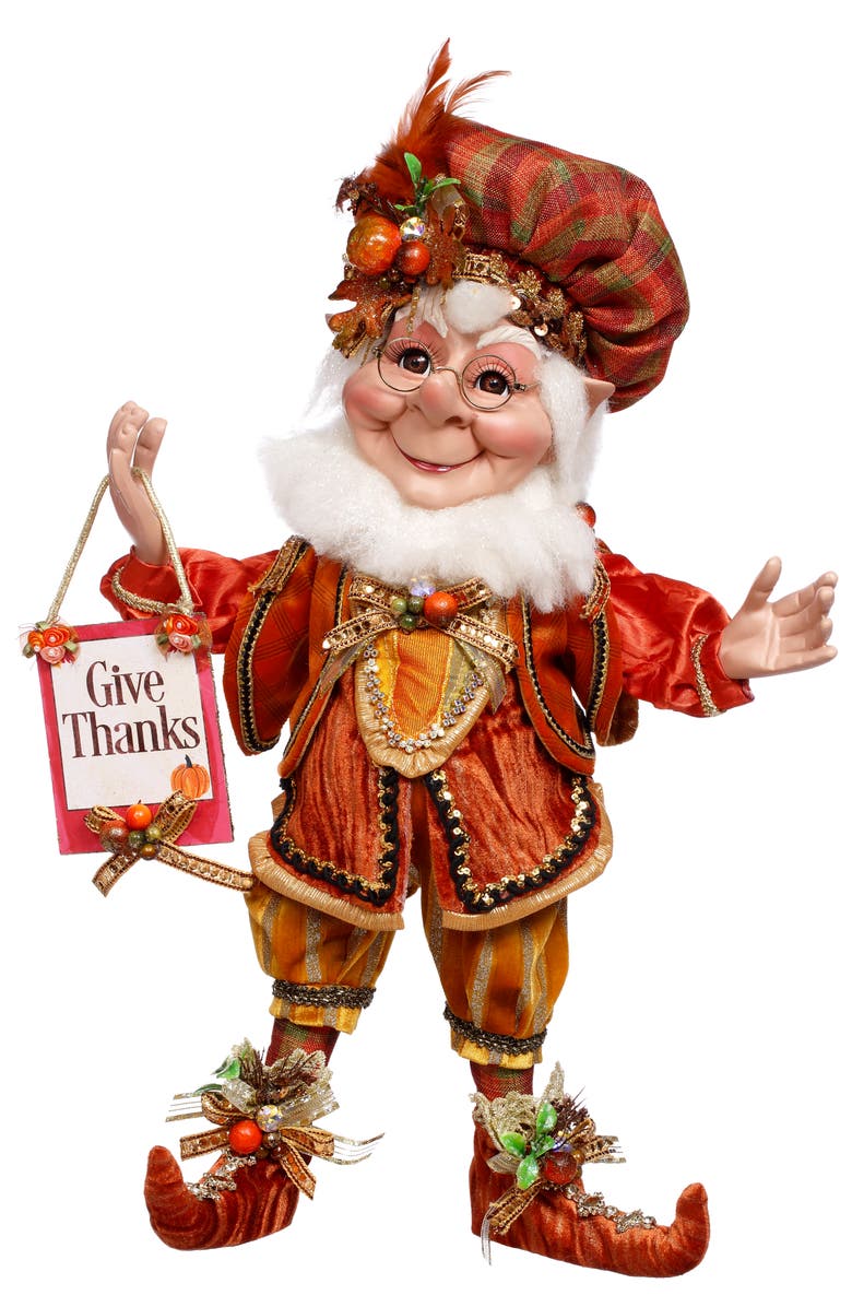 Mark Roberts Giving Thanks Elf, Medium, Main, color, Orange