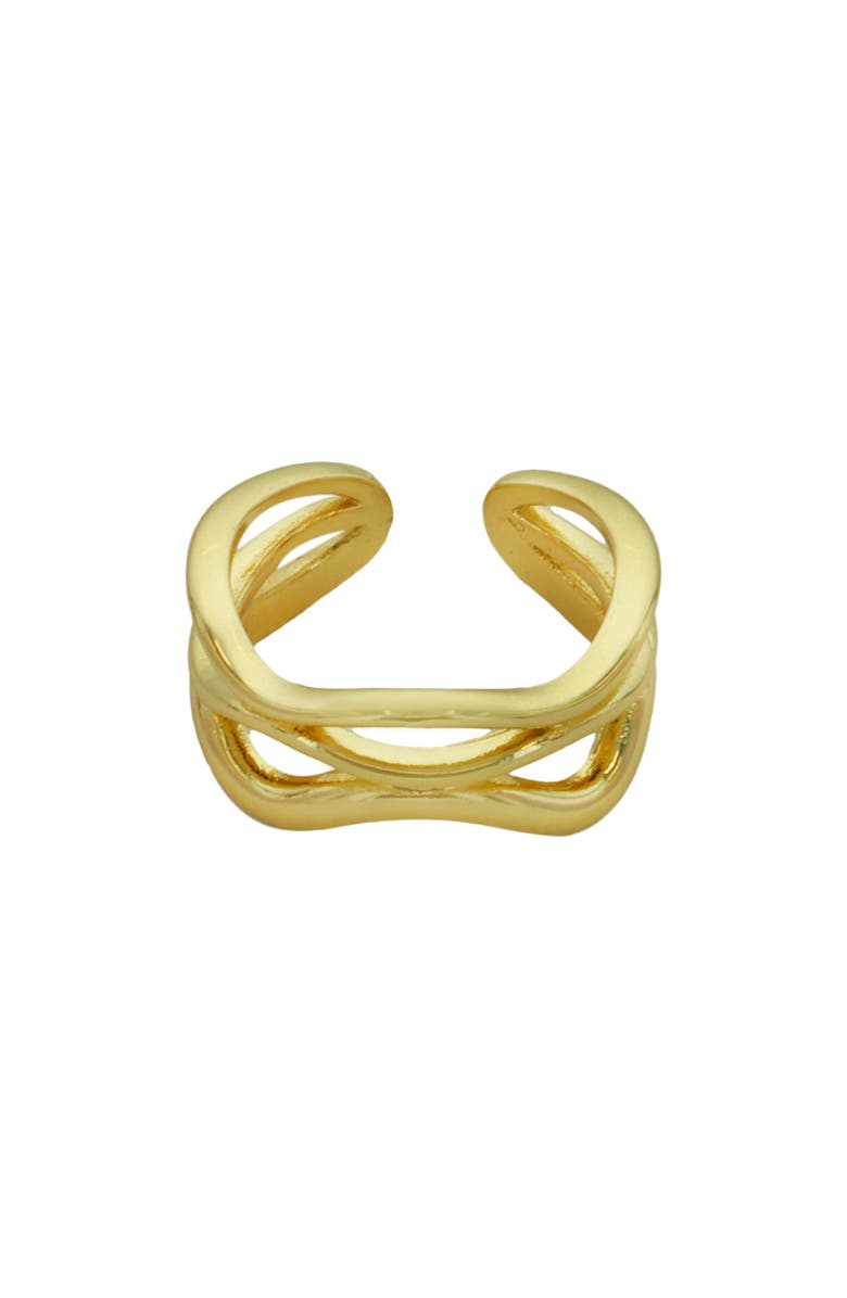 Panacea Caged Adjustable Open Band Ring, Main, color, Gold