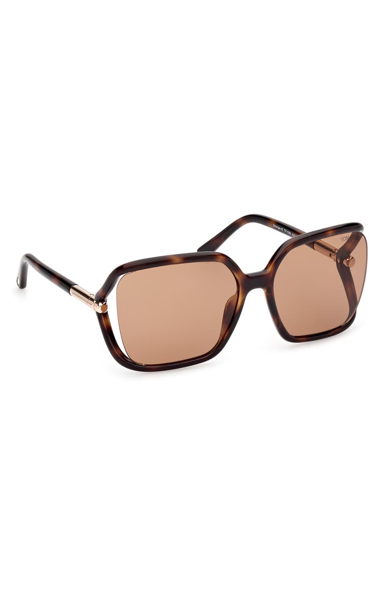 TOM FORD Solange-02 60mm Butterfly Sunglasses, Alternate, color, Shiny Dark Havana / Brown