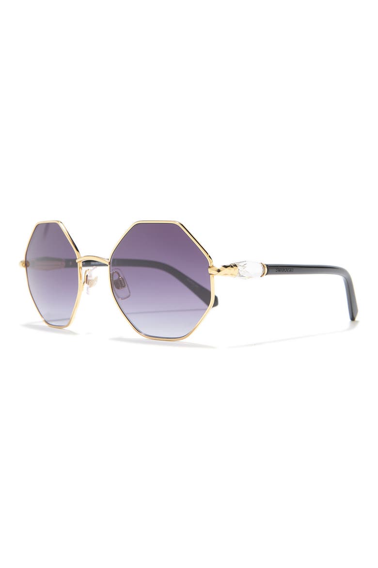 55mm Geometric Sunglasses, Alternate, color, SHINY DEEP GOLD / SMOKE