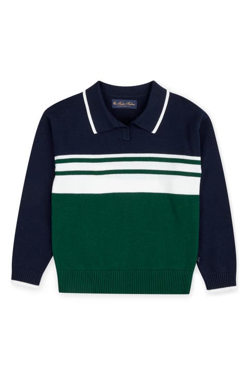 Kids' Stripe Cotton Polo Sweater (Big Kid)
