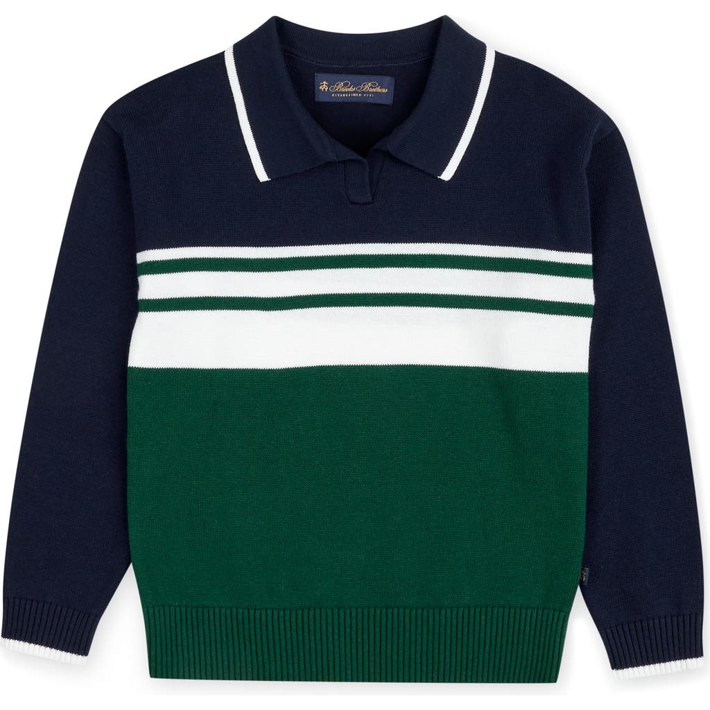 Brooks Brothers Kids' Stripe Cotton Polo Sweater In Navy