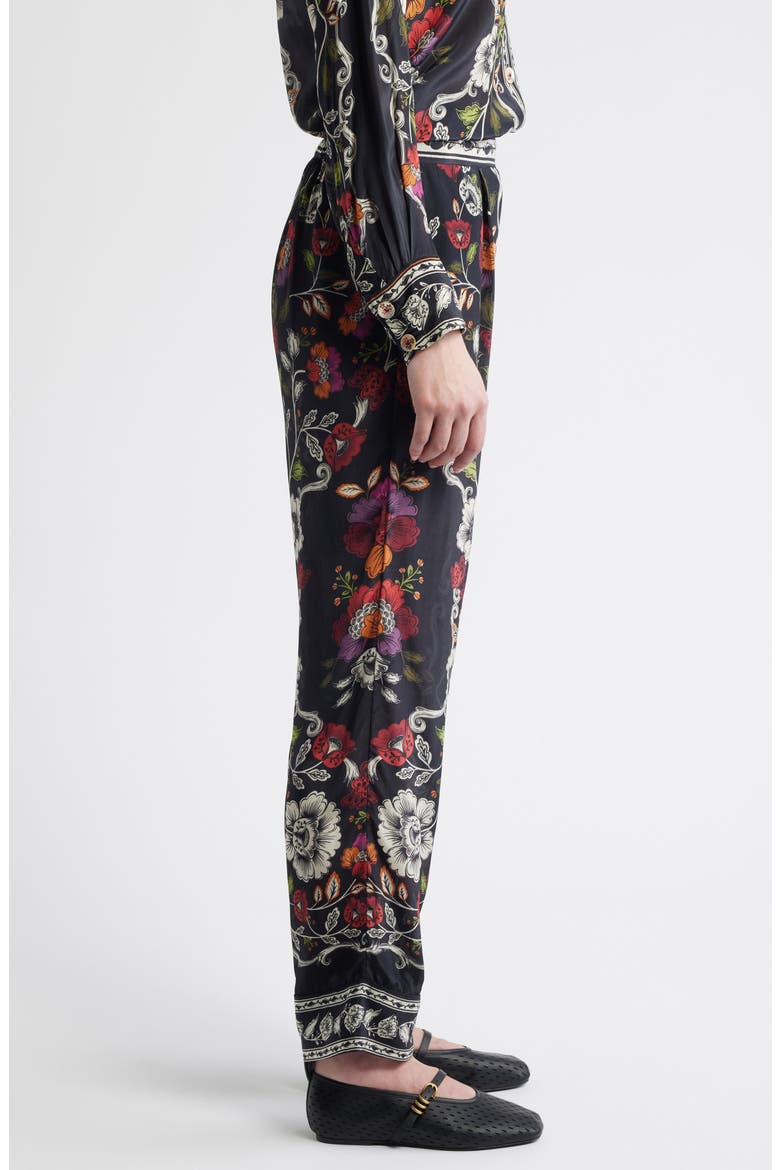 Rococco Floral Straight Leg Pants, Alternate, color, BLACK