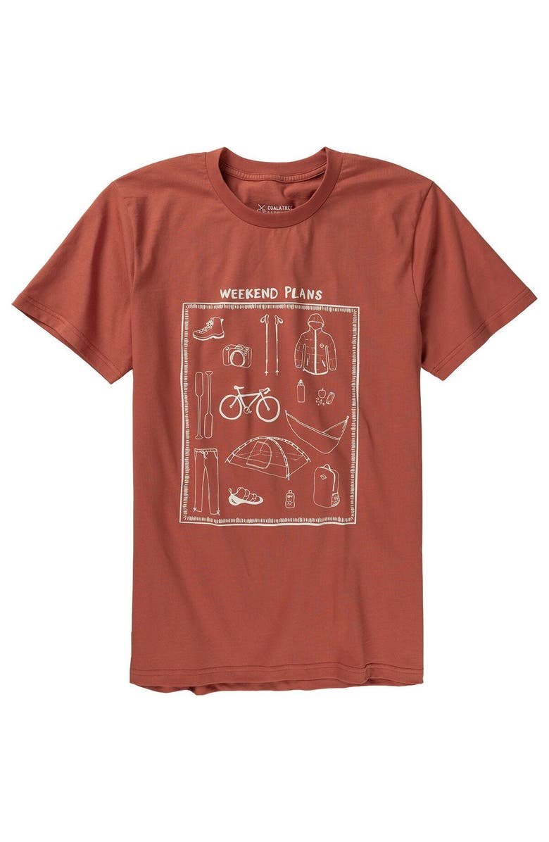 Coalatree Unisex Weekend Plans Cotton Short-Sleeve T-Shirt, Main, color, Brick