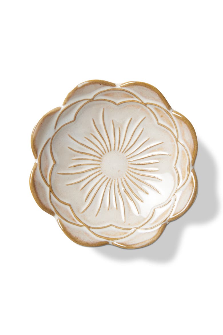 Mum Flower Trinket Dish White Stoneware Everyday, Main, color, White