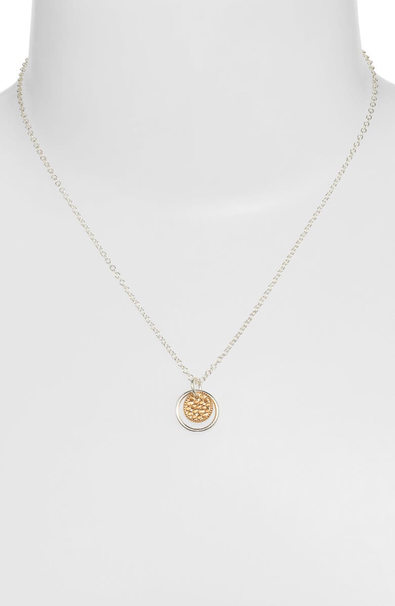 Anna Beck Smooth Dome Ring & Dotted Disc Pendant Necklace, Alternate, color, Gold/ Silver