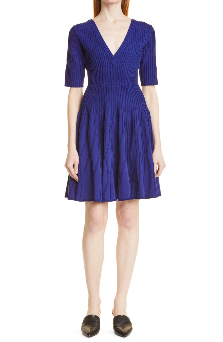 Emporio Armani Ottoman Fit & Flare Sweater Dress, Main, color, 
