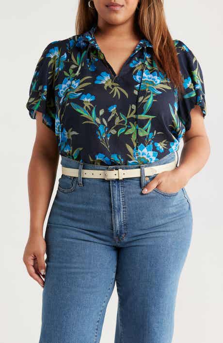 Caslon® Floral Flounce Sleeve Top