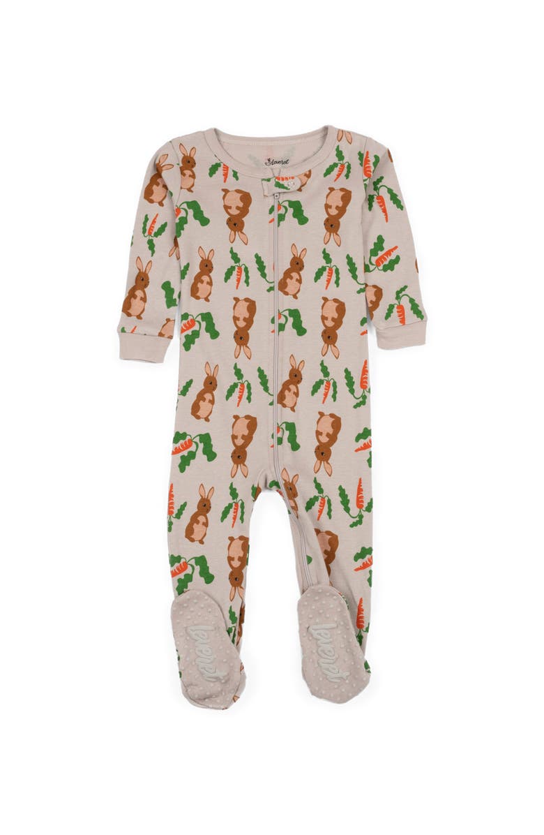 Leveret Kids Footed Cotton Easter Matching Family Pajamas, Bunny Prints, Alternate, color, Rabbit