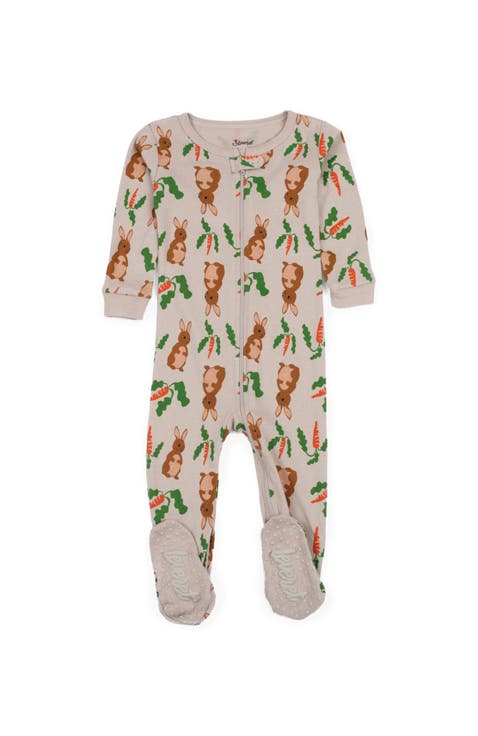 Footed Cotton Easter Matching Family Pajamas, Bunny Prints (Baby)