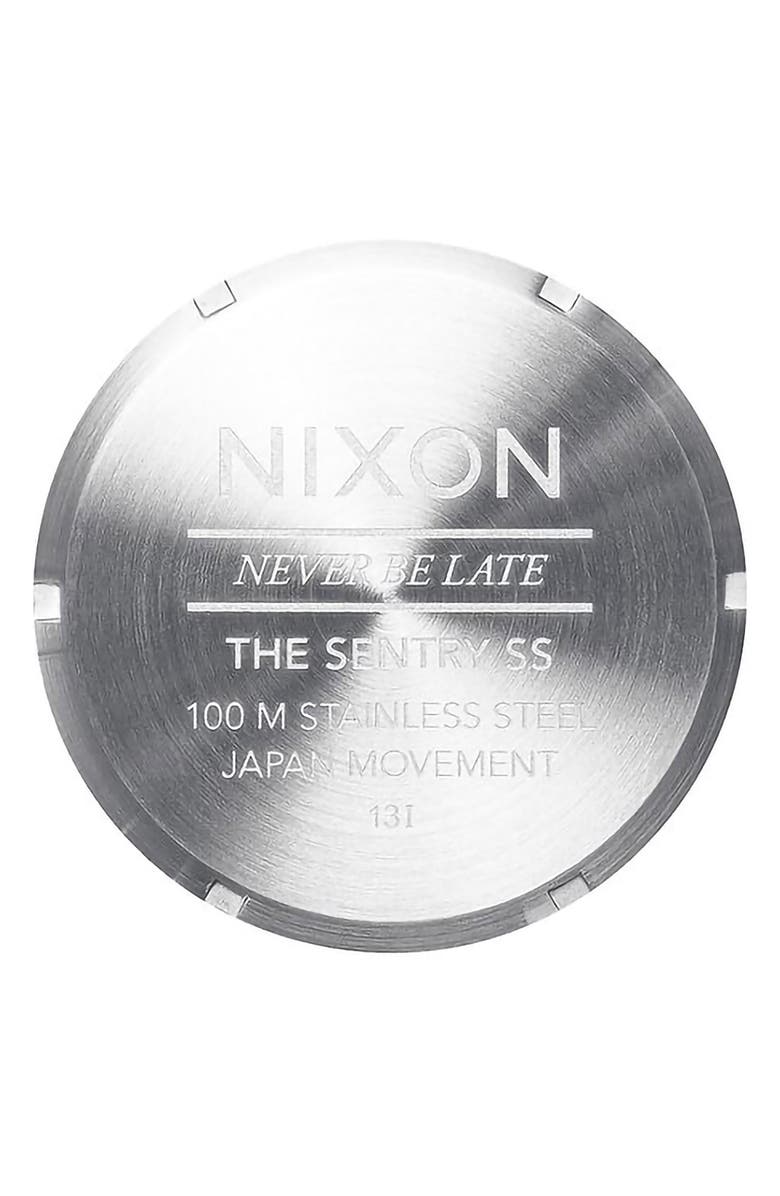 Nixon The Sentry Bracelet Watch, 42mm, Alternate, color, Silver / Turquoise