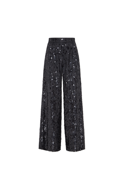 Loose trousers with swing drops embroidery