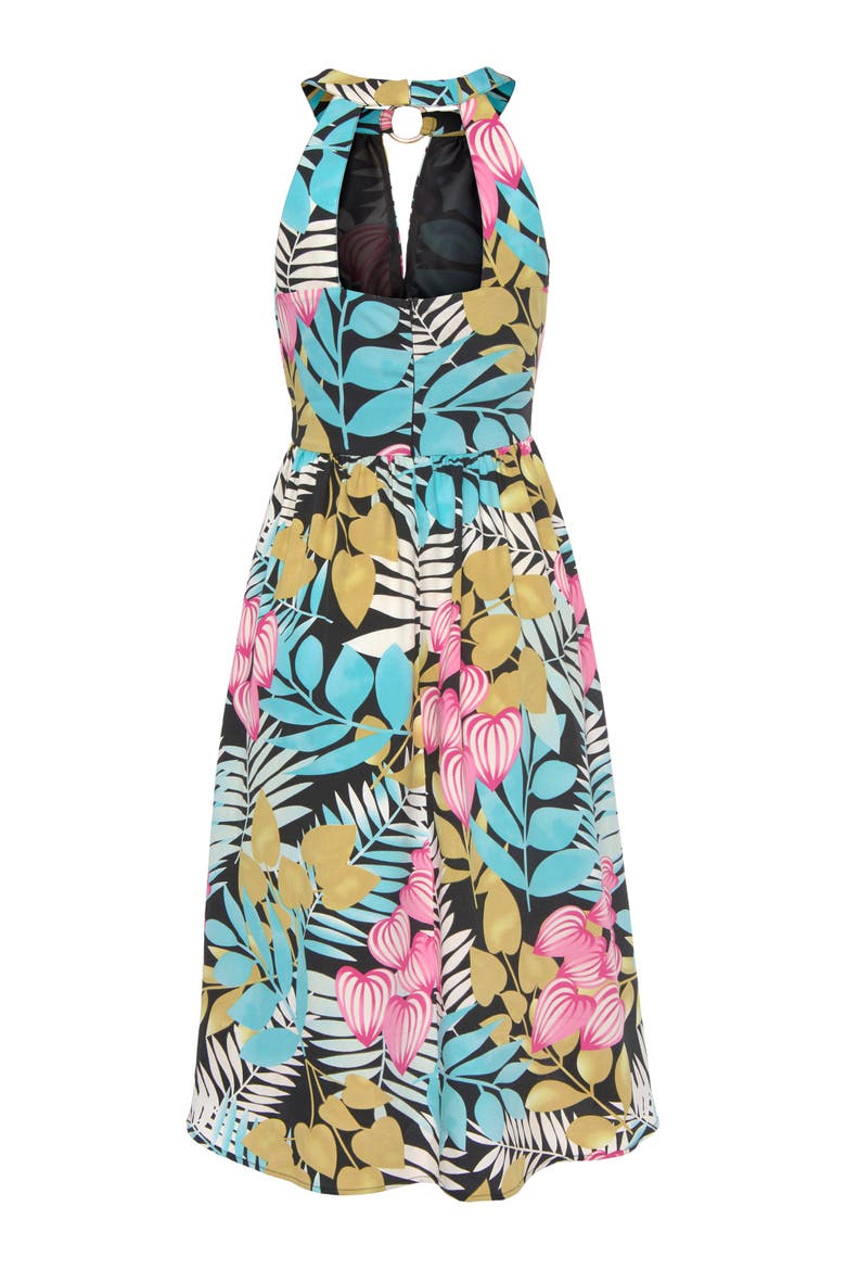High Low Cutout Dress, Alternate, color, Green Patterned
