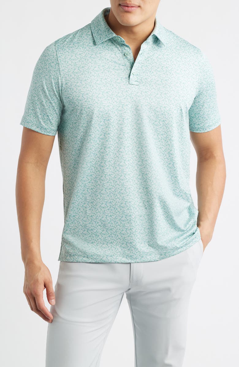 Johnston & Murphy XC+<sup>™</sup> Ace Performance Golf Polo, Main, color, Surf Green Golf Ball