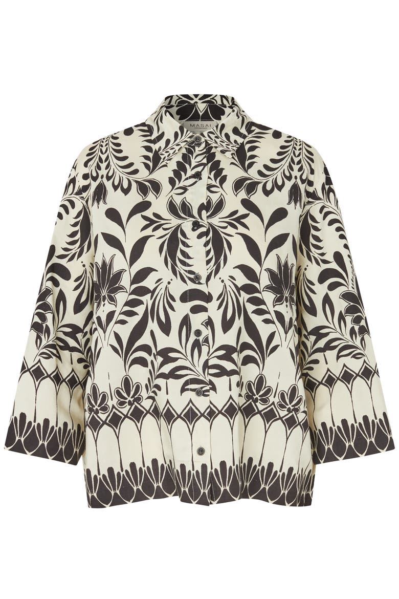 Maisolde Garden Collared Relaxed Shirt, Alternate, color, Black