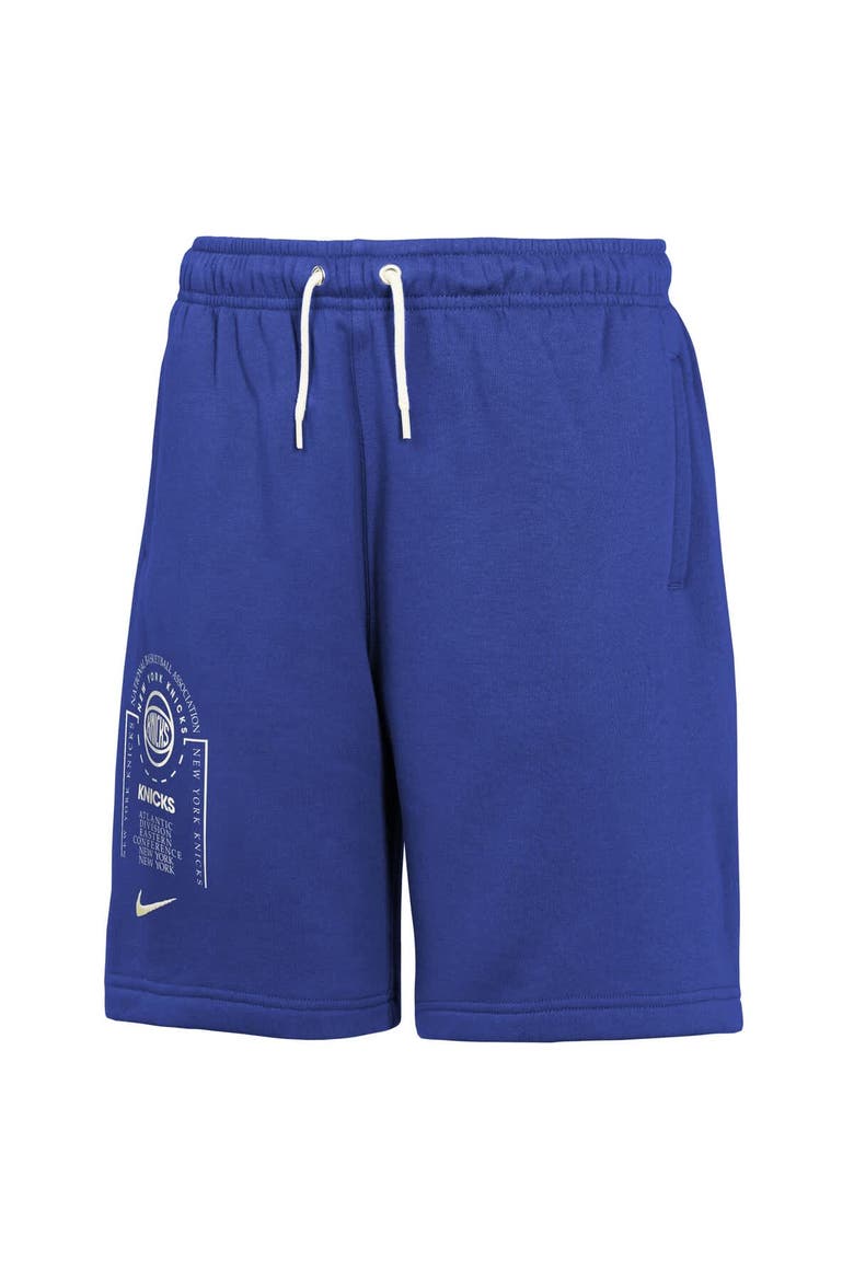 Youth Nike Blue New York Knicks Courtside Club Fleece Shorts, Alternate, color, Blue