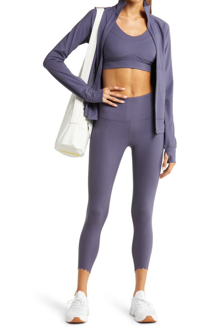 Scalloped Studio Lite 7/8 Leggings, Alternate, color, GREY STONE