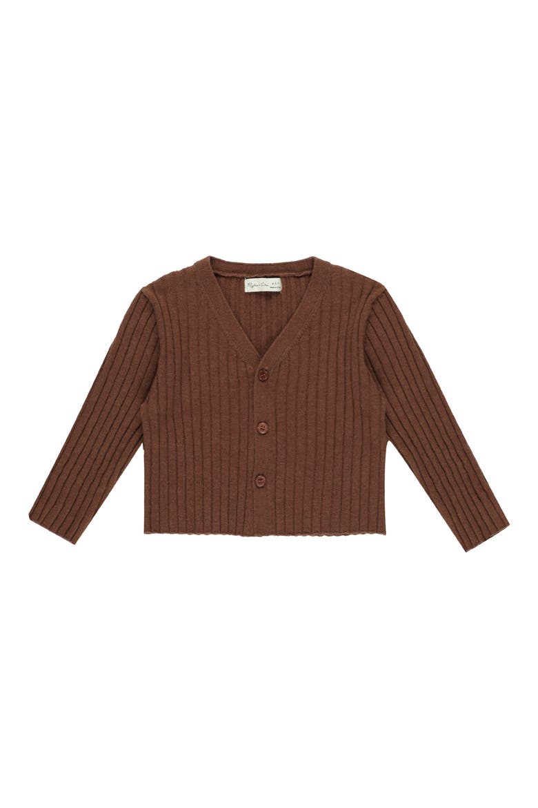 Kids' Rib Cardigan, Main, color, BROWN