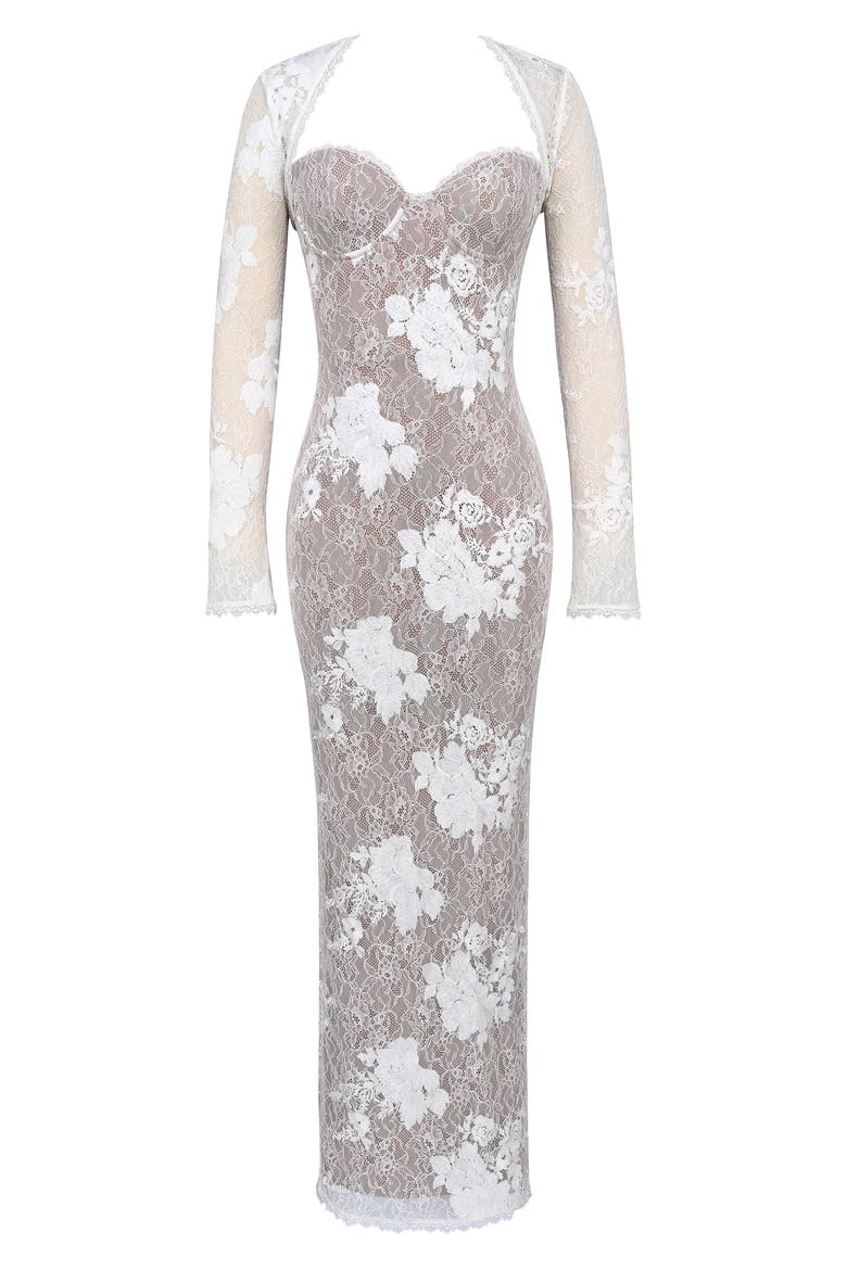 Lucienne Lace Corset Strapless Gown & Bolero Set, Alternate, color, IVORY