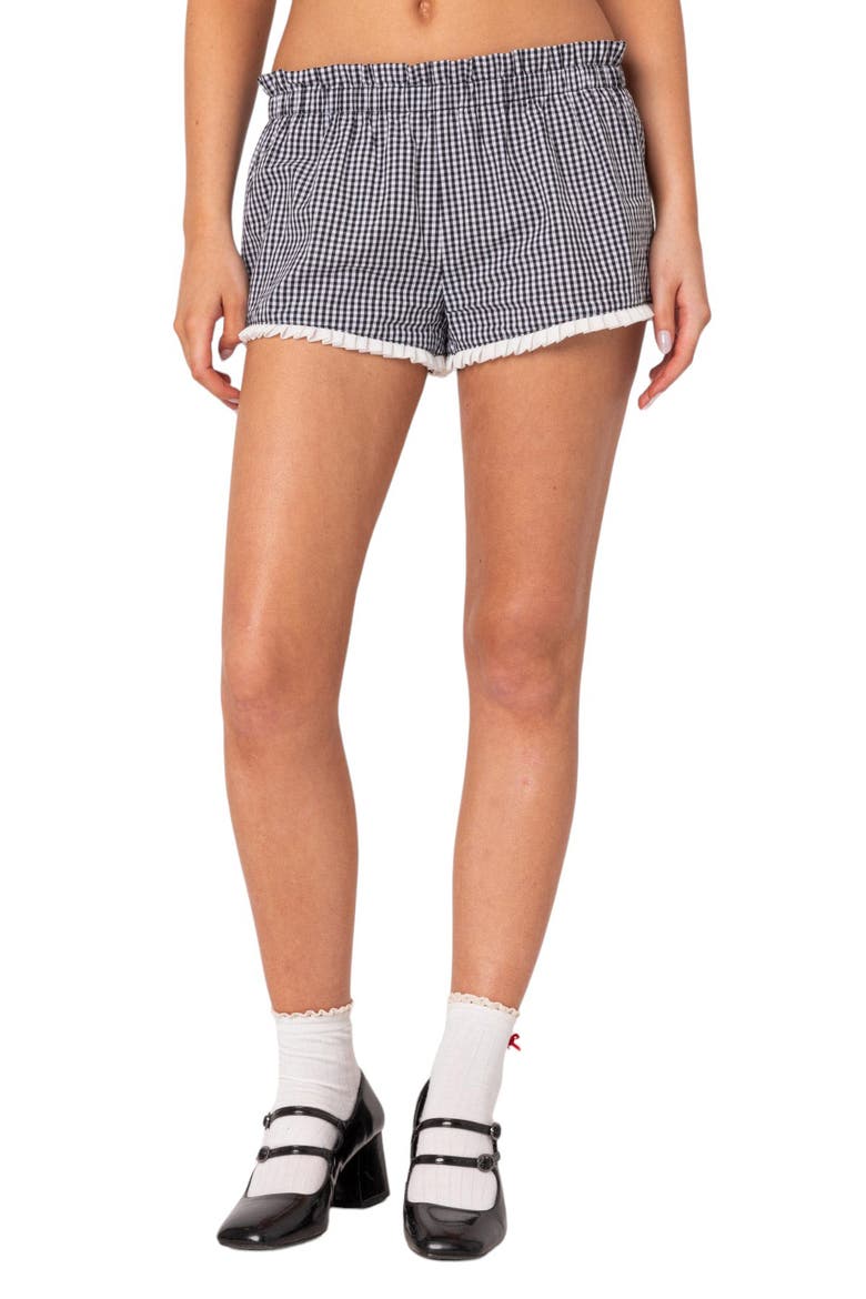Kyra Gingham Shorts, Main, color, BLACK-AND-WHITE