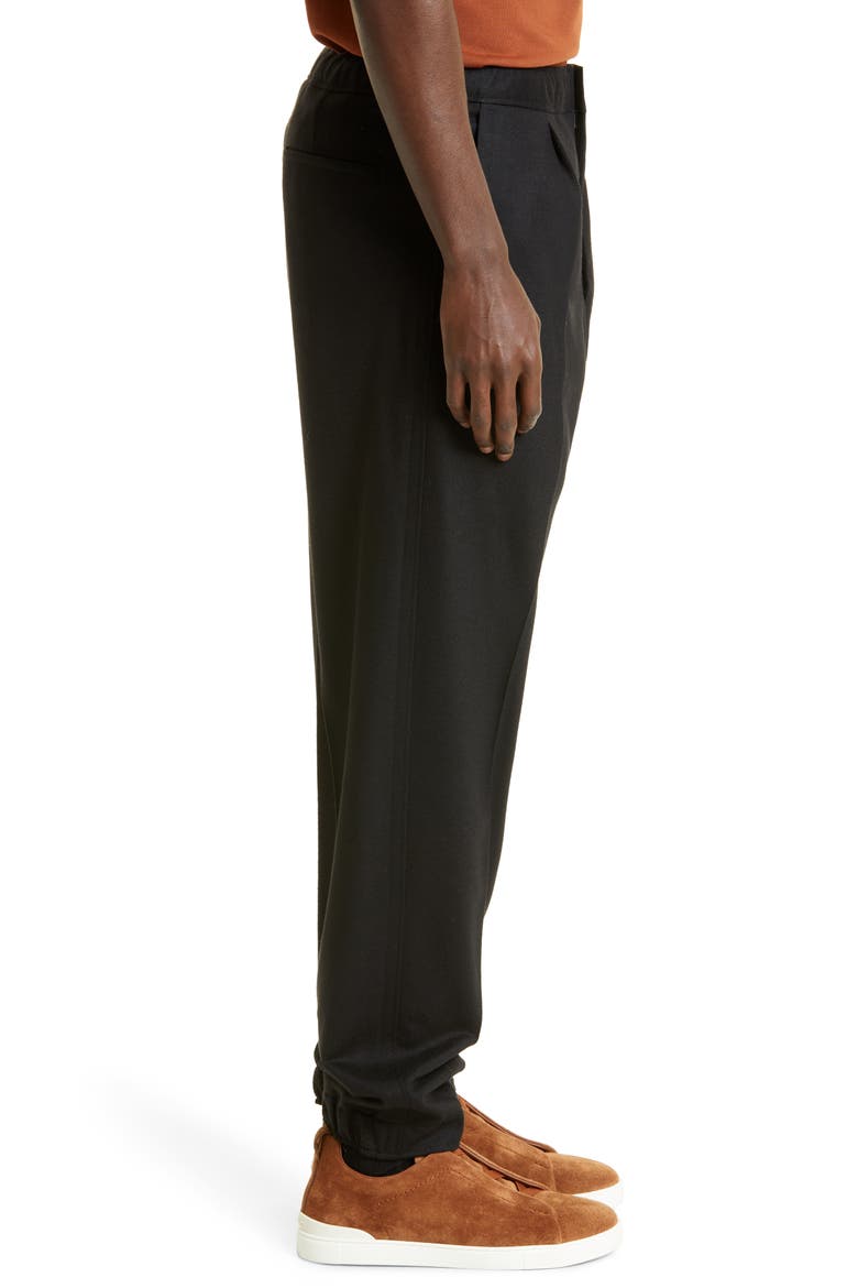 Pleated Wool Jersey Joggers, Alternate, color, BLACK