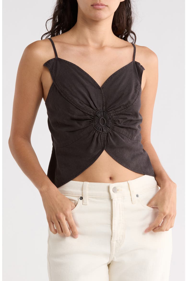 Fleur Linen Blend Top, Main, color, BLACK OLIVE PIGMENT