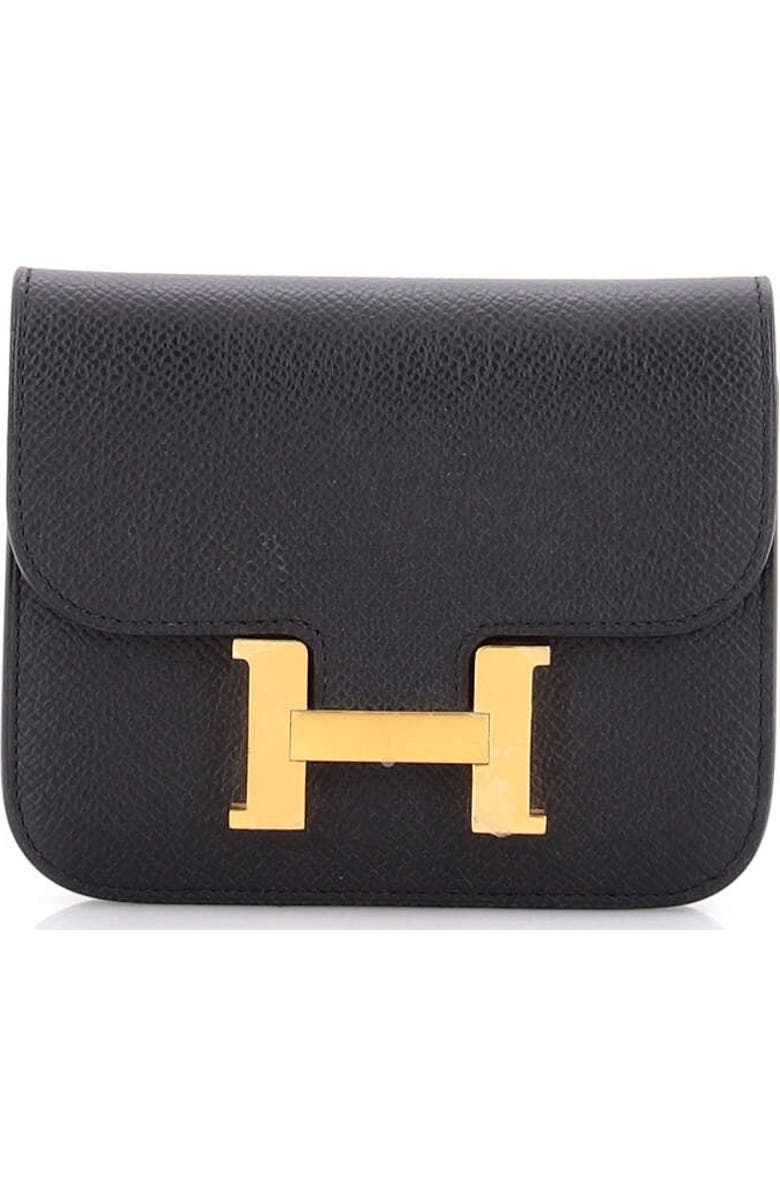 Pre-Owned Hermes Constance Slim Wallet Epsom, Main, color, Noir