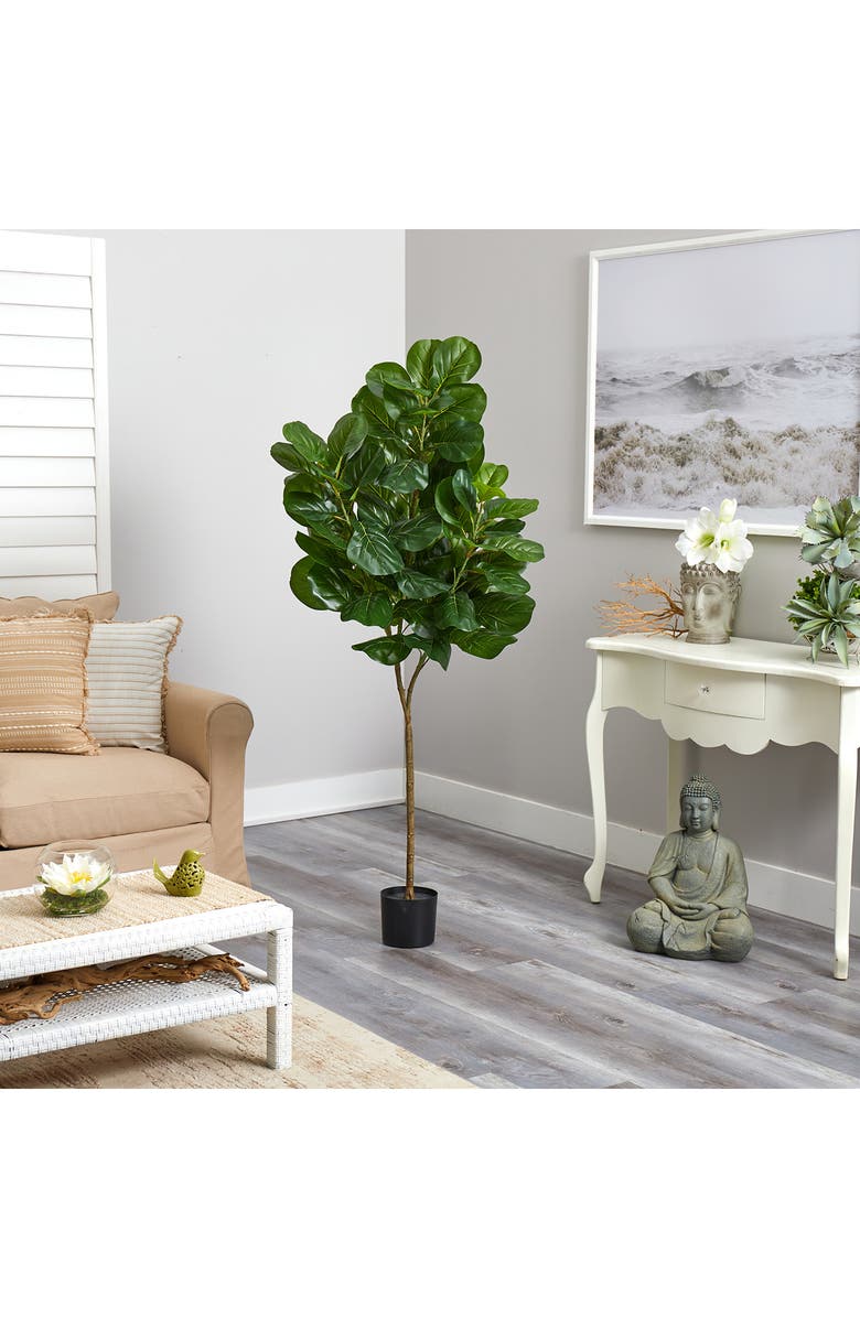NEARLY NATURAL 6' Artificial Fiddle Leaf Fig Plant, Alternate, color, 