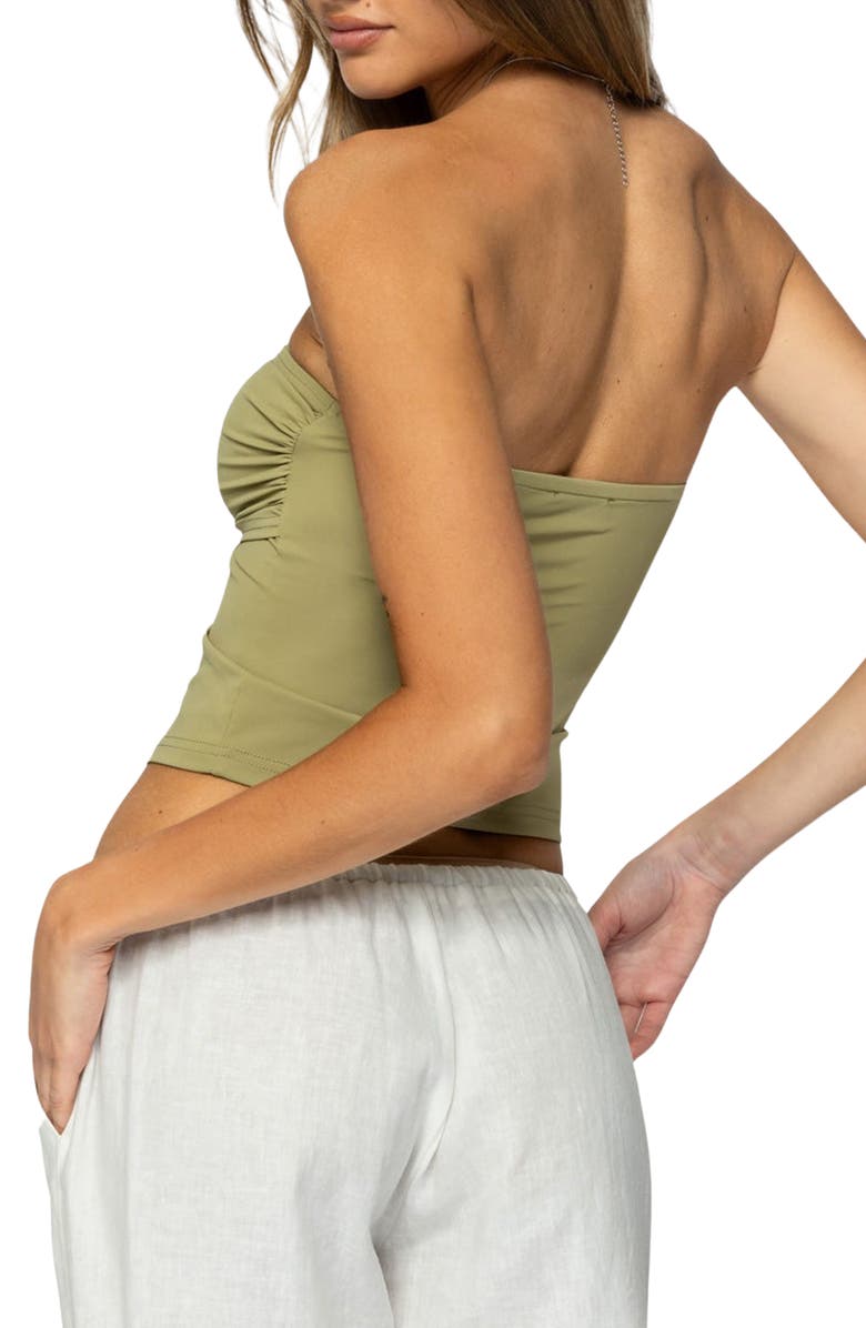 EDIKTED Bex Metal Ring Tube Top, Alternate, color, Olive