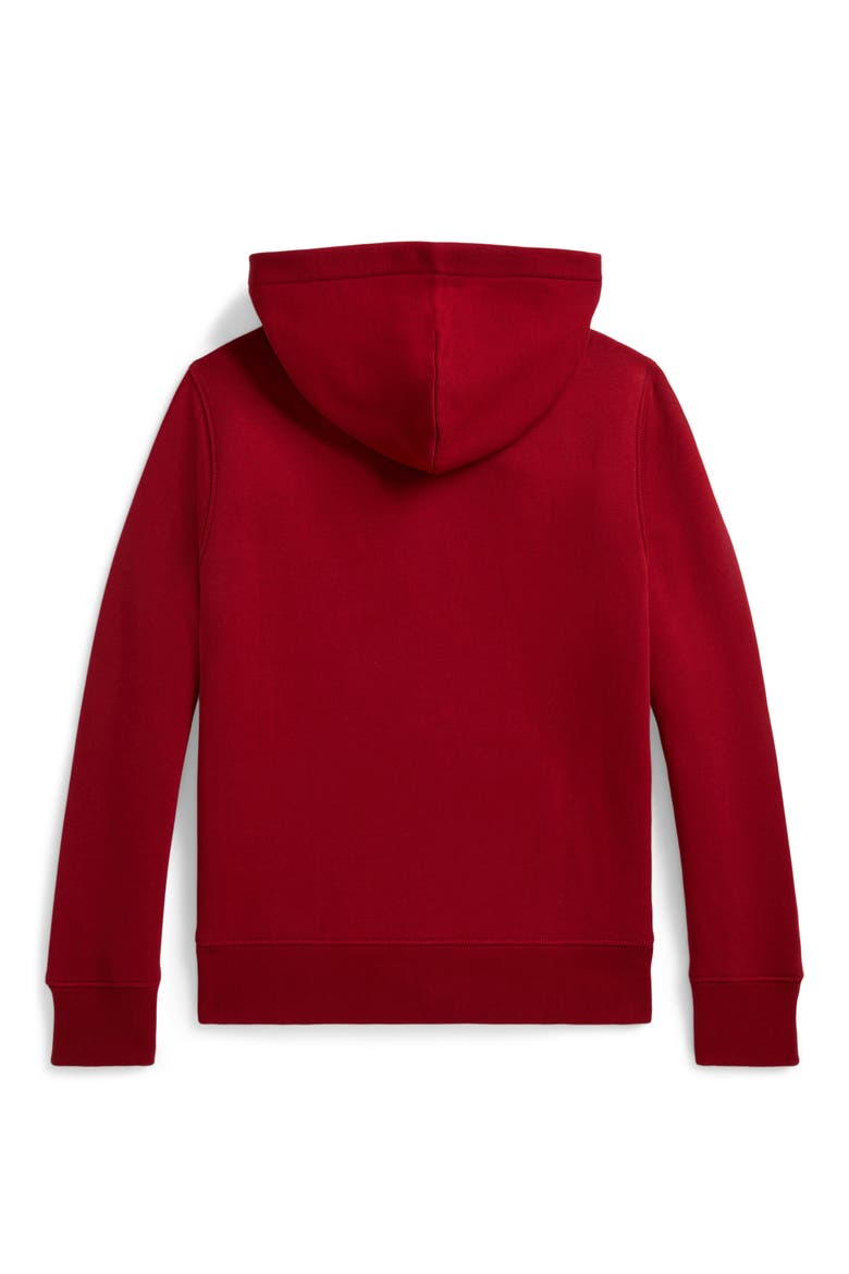 Kids' Velvet Logo Hoodie, Alternate, color, EATON RED