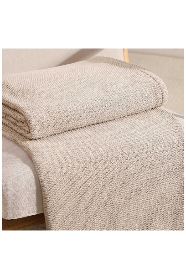 Cotton Piqué Throw Blanket, Alternate, color, BEIGE