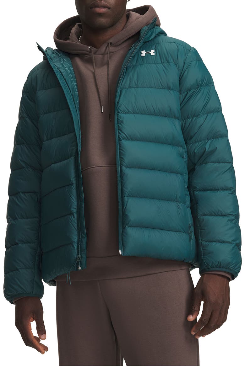 Legend Down Hooded Performance Puffer Jacket, Main, color, ARDEN GREEN / / WHITE