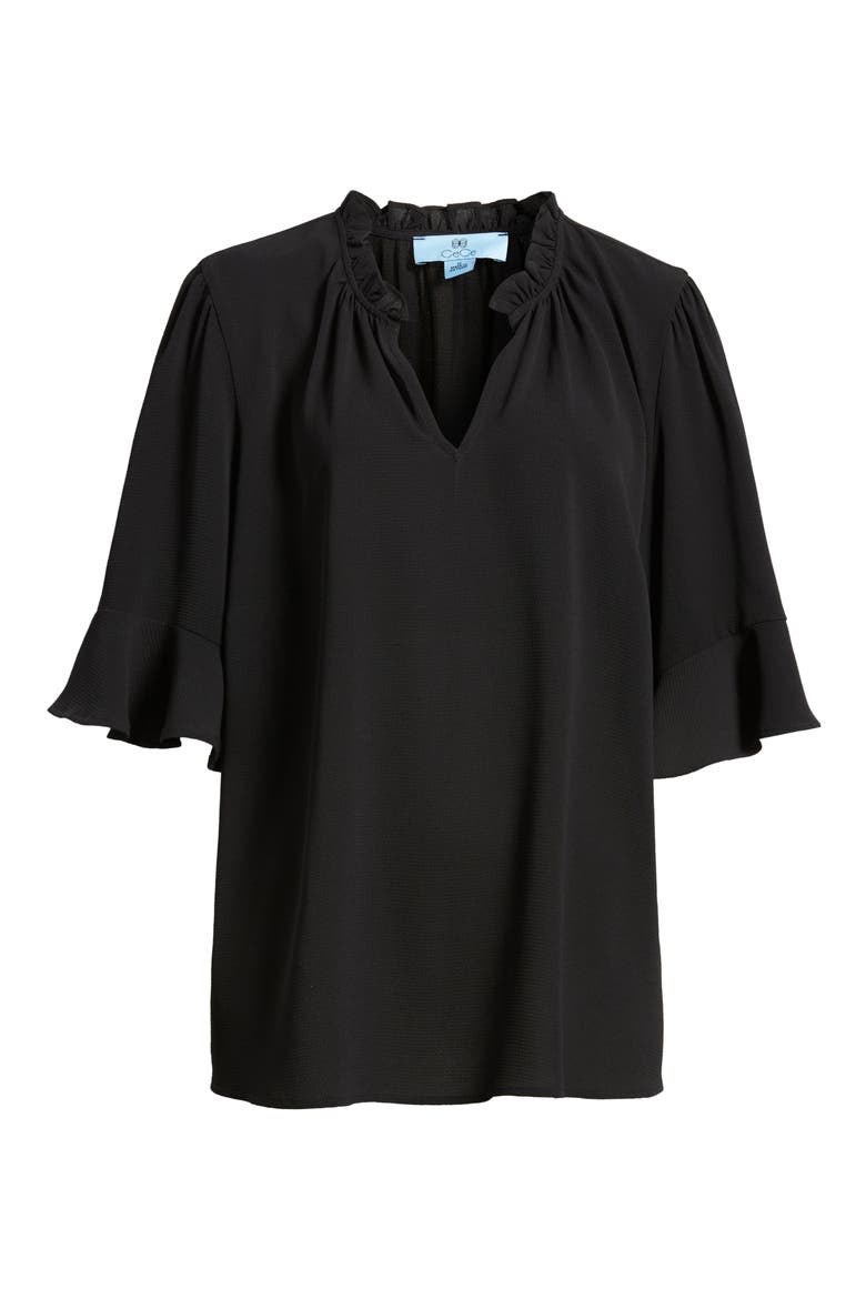 Split Neck Blouse, Alternate, color, RICH BLACK