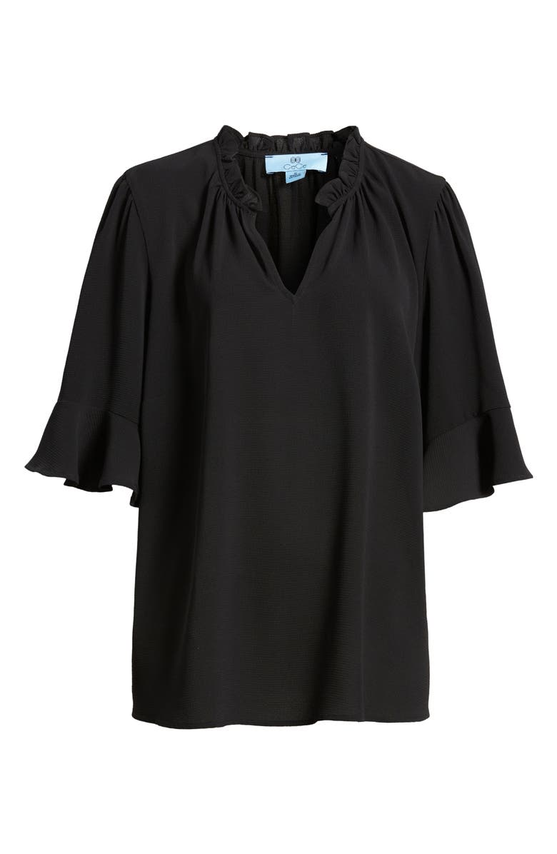 CeCe Split Neck Blouse, Alternate, color, Rich Black