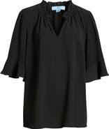 CeCe Split Neck Blouse